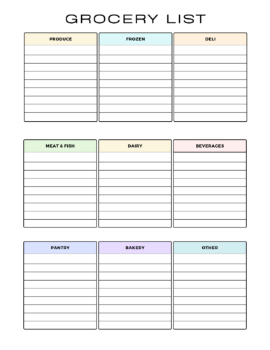 grocery store planner