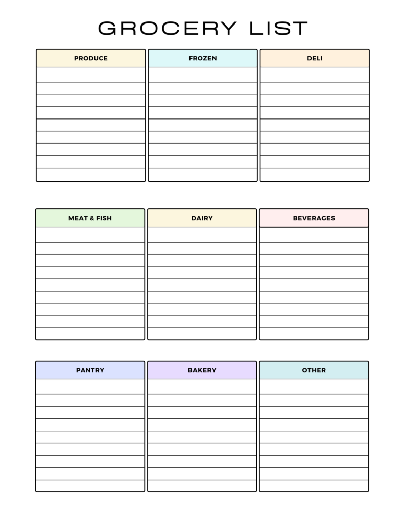 Speedy and Organized Grocery Shopping with a Grocery List Planner ...